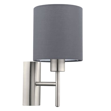 Britalia 110003 Brushed Chrome Vintage Wall Light With Grey Shade
