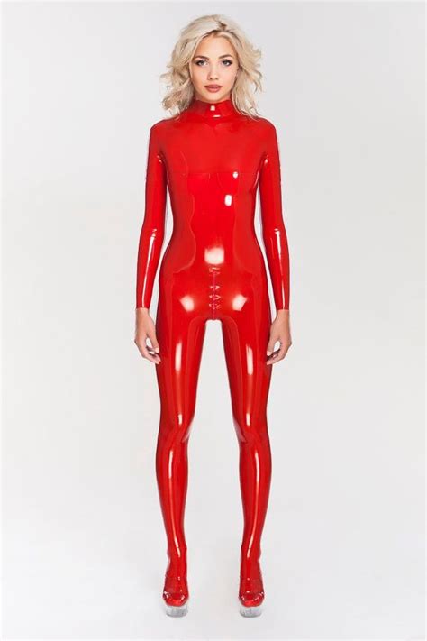 Slinky And Shiny Catsuit With A Crotch Double Slider Zipper And Two