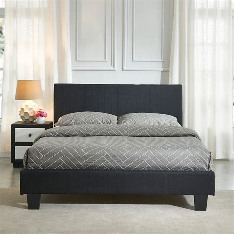 Queen Fabric Platform Bed Black