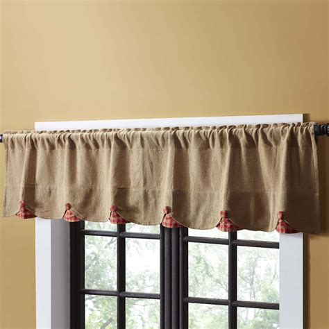 Vhc Brands Natural Red Tan Farmhouse Kitchen Curtains Dimensions 16