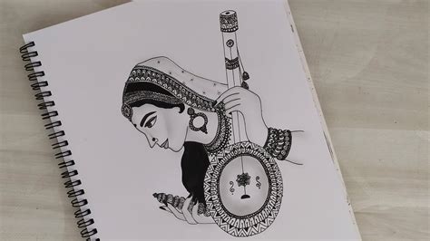 How To Draw Mandala Art Of A Beautiful Indian Woman Meera Bai