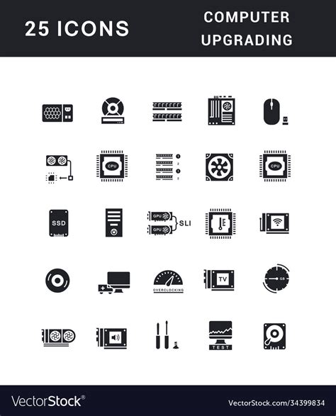 Set Simple Icons Computer Upgrading Royalty Free Vector