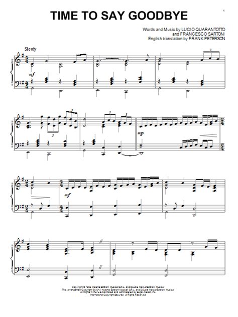 Time To Say Goodbye Sheet Music Direct
