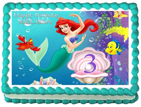 The Little Mermaid Ariel Party Edible Cake Topper Image Ebay In 2021