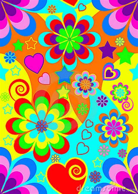 Seamless 70s Psychedelic Wallpaper Stock Vector Illustration Of