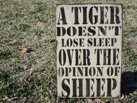 inspirational quote sign a tiger doesn t lose sleep over the opinion of sheep sign quotes