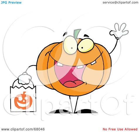 Royalty Free Rf Clipart Illustration Of A Pumpkin Character Waving