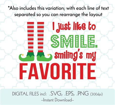 Svg I Just Like To Smile Smilings My Favorite Elf Quote Etsy