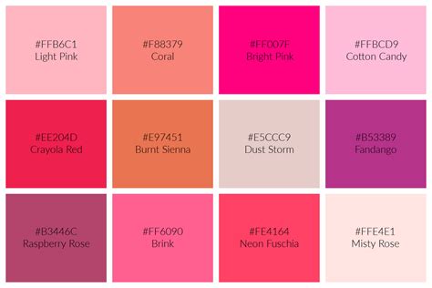 149 Shades Of Pink Names Hex Rgb Cmyk Codes