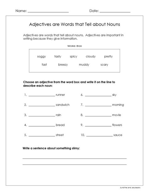 Adjectives Colors And Numbers Worksheets