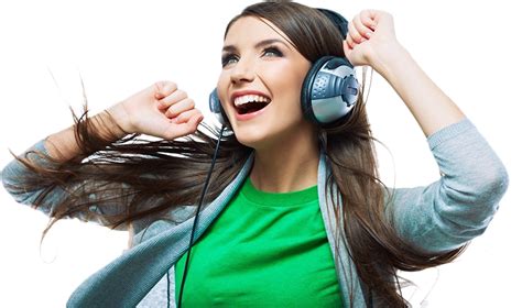 Happy Girl Listening Music Png Png Mart