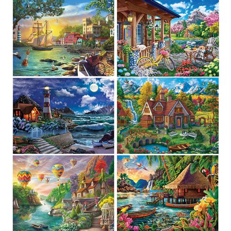 Set Of 6 Image World 300 Large Piece Jigsaw Puzzles Bits And Pieces