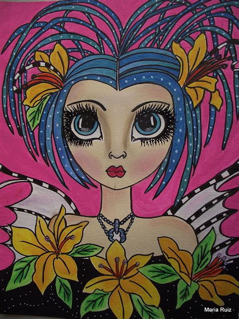 Big Eyed Art Fairy Mixed Media Big Eyed Art Fairy Fine Art Print