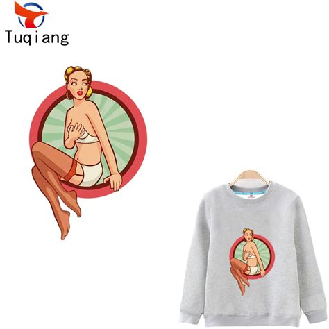Personalized Fashion Sexy Girl Pattern Iron On Transfers Diy Decoration Appliqued Parches Heat