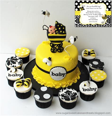 Besides the fawn topper, there are other baby animals around. Bumble Bee Baby Shower Cake - CakeCentral.com