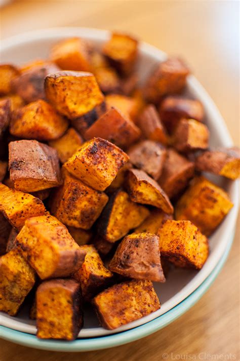 I will warn you that it may seem like a bit too much oil in the beginning, but this amount of fat helps to give the sweet potatoes a nice crisp exterior that will make you want to eat the entire batch. Cinnamon Chili Roasted Sweet Potatoes — Living Lou
