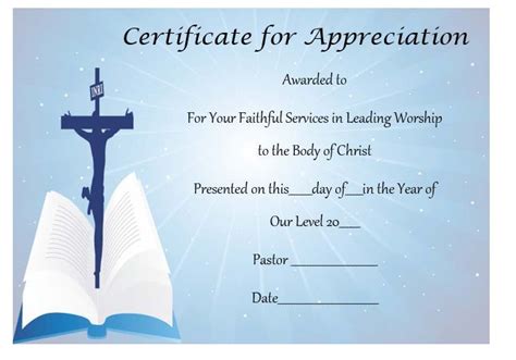 Pastor Appreciation Certificate Template Pastors Appreciation Pastor