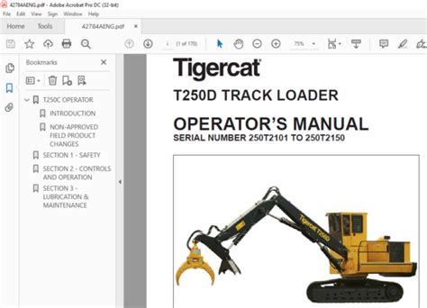 Tigercat T D Track Loader Operators Manual Sn T T