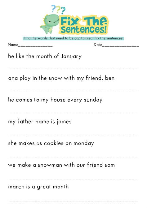 1st Grade Sentence Worksheets Free Printable