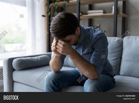Sad Depressed Man Sit Image And Photo Free Trial Bigstock