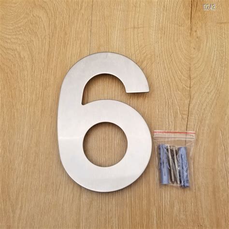 6 Inch Brushed 304 Stainless Steel Large Floating Modern House Numbers 6