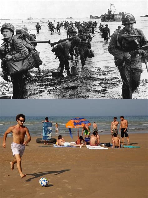 D Day Photos From 1944 And Photos Of Vacationers At The Exact Same Locations Today 28 Pics D