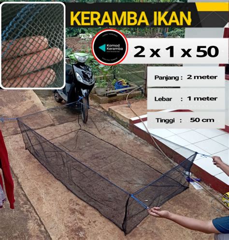 Keramba Ikan 2x1x50 Waring Rk Jaring Tanjaran Apung Karamba Kotak Siap