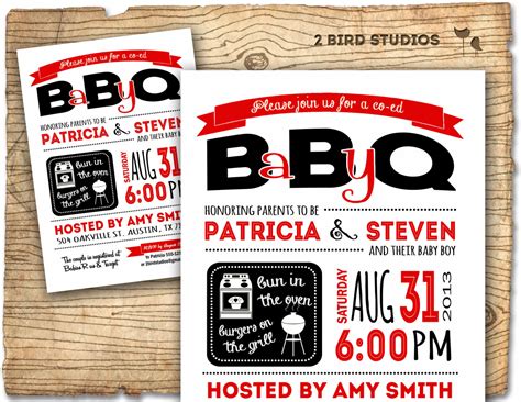 Handphone tablet desktop (original size) pick from a wide range of invitation templates for weddings, birthday celebrations, and much more. Baby Q invitation BBQ baby shower Coed baby by 2birdstudios