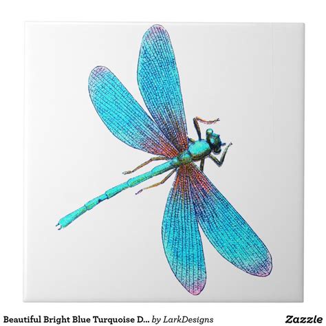Beautiful Bright Blue Turquoise Dragonfly Tile Zazzle Dragonfly
