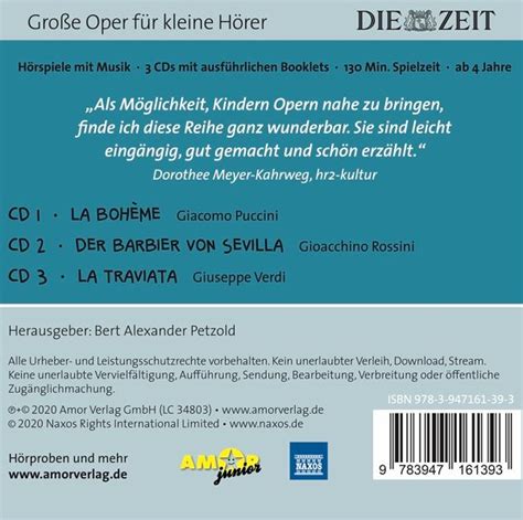 Große Oper Für Kleine Hörer 3er Set Von Giacomo Puccini Gioachino