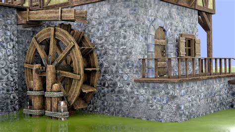 Medieval Watermill 3d Model 189 Lwo Fbx Obj C4d Free3d