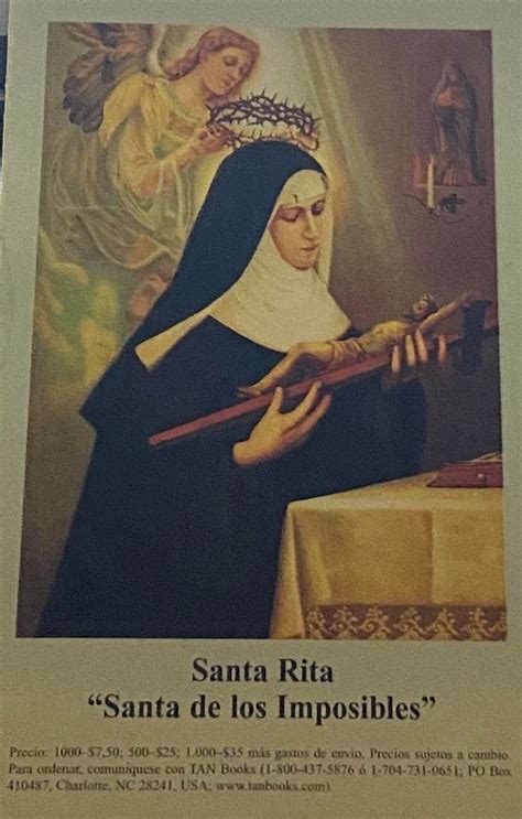 Prayer Card Santa Rita Santa De Los Imposibles Spanish In 2021