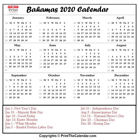 Bahamas July 2023 Calendar With Holidays Vrogue