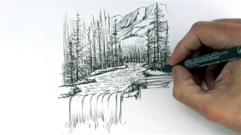 How to draw a landscape. How to Draw a Landscape with Markers Step by Step and Very ...