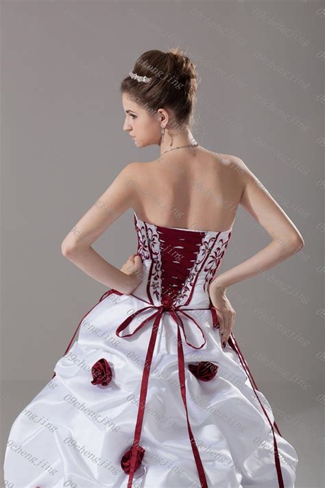 Whiteandred Wedding Dress Bridal Go Wn Customandplus Siz E Ebay White Bridal Gown Wedding