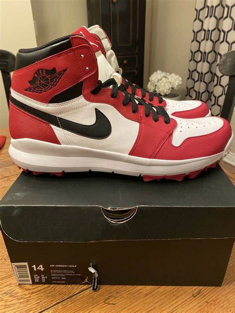 Authentic Nike Air Jordan Retro 1 Golf Shoes Size 14 Chicago Red In Box