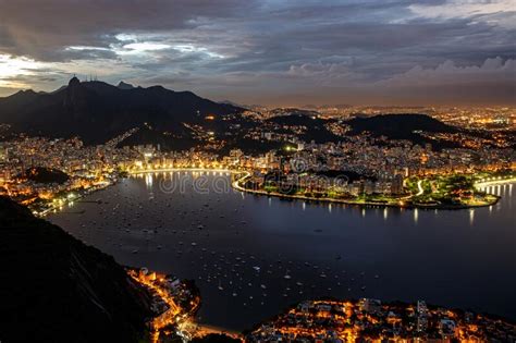 Panoramic View Of Rio De Janeiro In The Twilight Sunset View From