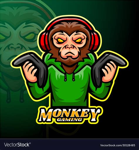 Gaming Monkey Esport Logo Design Royalty Free Vector Image