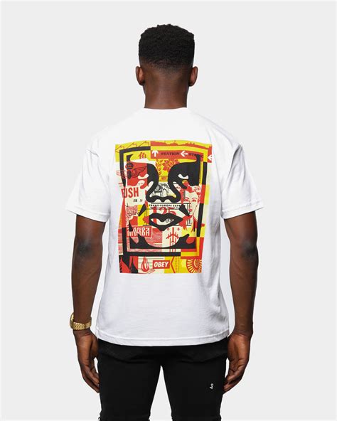 Obey Mens 3 Face Collage T Shirt White Culture Kings