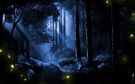 Download Wallpaper 1680x1050 Deer Silhouette Forest Art Night