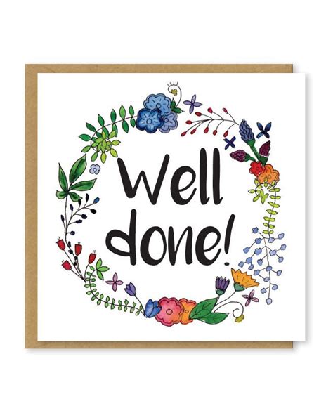 Well Done Card Congratulations Card Floral Greetings Card Well