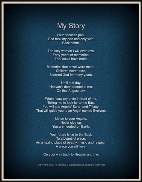 My Story Poem By Ronald Chapman Poem Hunter