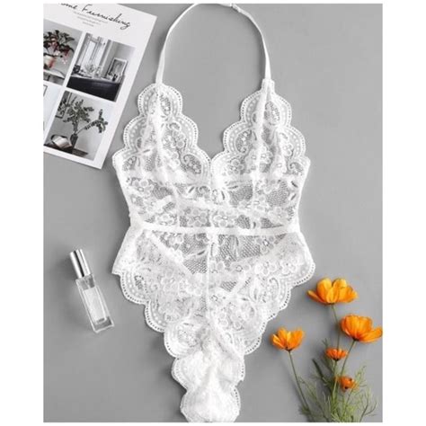 intimates and sleepwear white lace halter bodysuit sexy lingerie poshmark