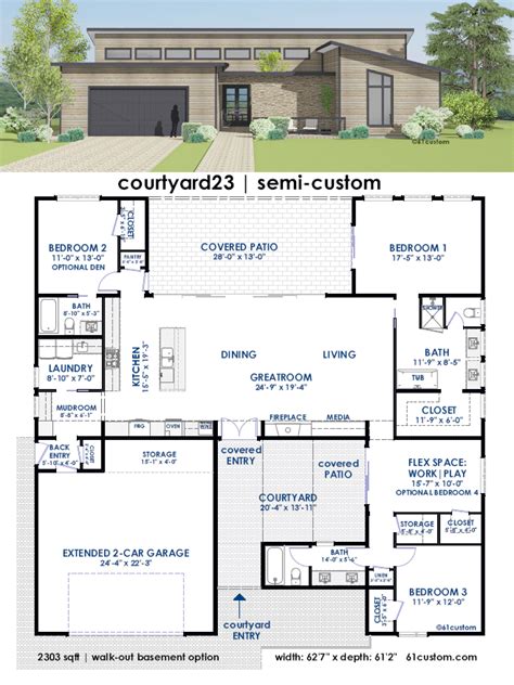 Courtyard23 Semi Custom Home Plan 61custom