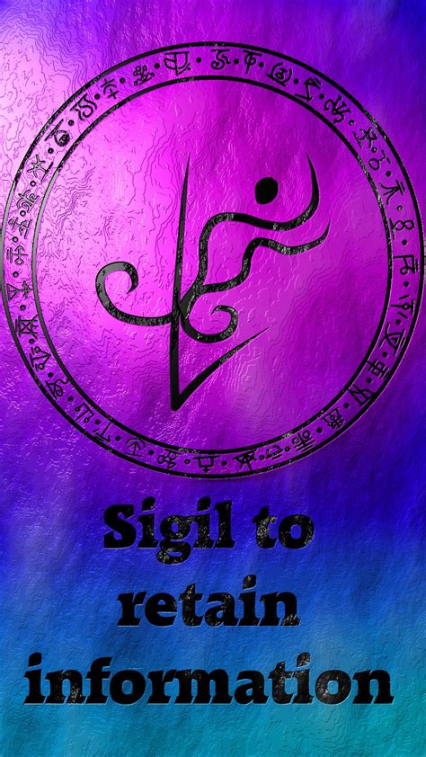 The Sigil To Retain Information Sign In Purple And Blue Hues With Black