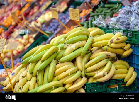 Bananas On A Market Stall Germany Europe Stock Photo Alamy