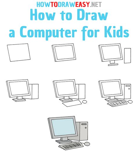 How To Draw A Computer For Kids How To Draw Easy