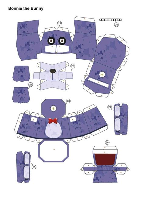 Purple guy fnaf sister location paper craft model free printable. five nights at freddy's PurpleBonnie Papercraft p1 by ...