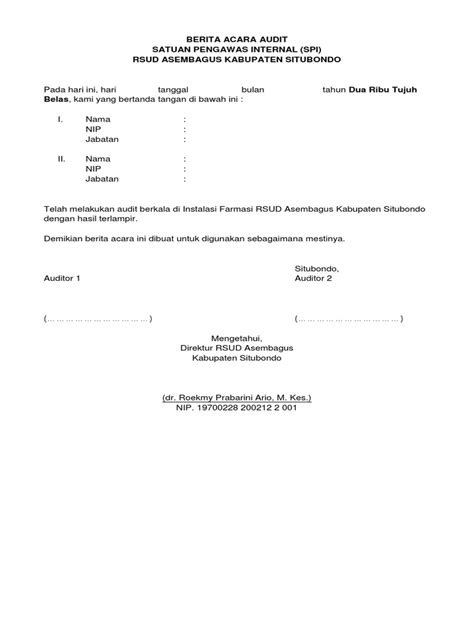 Berita Acara Audit Spi