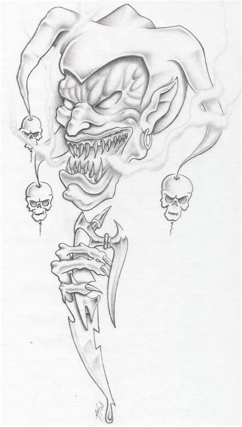 Evil Jester By Markfellows On Deviantart Skull Art Drawing Tattoo